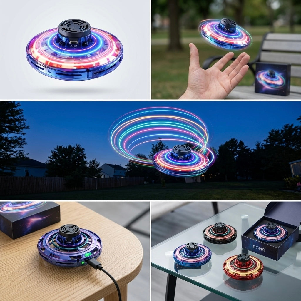 The Ultimate LED Flying Spinner :Magic Boomerang Drone(Rechargeable)